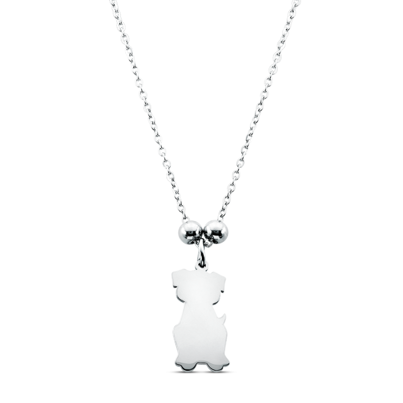 Personalised Dog-Shaped Pet Memorial Necklace – Engraved with Name