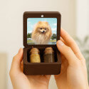 Personalised Wooden Pet Memorial Keepsake Box with 2 Glass Vials for Ashes & Fur Storage - With Photo, Name, Dates & Tribute
