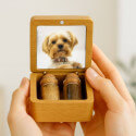 Personalised Wooden Pet Memorial Keepsake Box with 2 Glass Vials for Ashes & Fur Storage - With Photo, Name, Dates & Tribute
