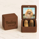 Personalised Wooden Pet Memorial Keepsake Box with 2 Glass Vials for Ashes & Fur Storage - With Photo, Name & Dates