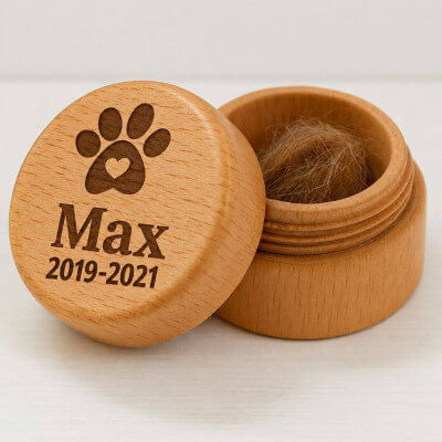 Coffret souvenir rond en bois pour chien, pour...