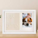 Paw Print Clay & Photo Frame Kit – Wooden Dog Memorial Picture Frame for Indoor Display