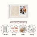 Paw Print Clay & Photo Frame Kit – Wooden Dog Memorial Picture Frame for Indoor Display