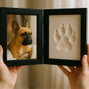 Folding Paw Print Clay & Photo Frame Kit – Wooden Pet Memorial Picture Frame for Indoor Display