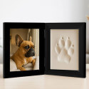 Folding Paw Print Clay & Photo Frame Kit – Wooden Pet Memorial Picture Frame for Indoor Display