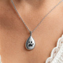 Personalised Pet Memorial Paw-Print Teardrop Urn Necklace – Dog Keepsake with Name