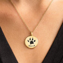 Personalised Pet Memorial Paw-Print Round Urn Necklace – Dog Keepsake with Name