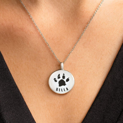 Personalised Pet Memorial Paw-Print Round Urn...