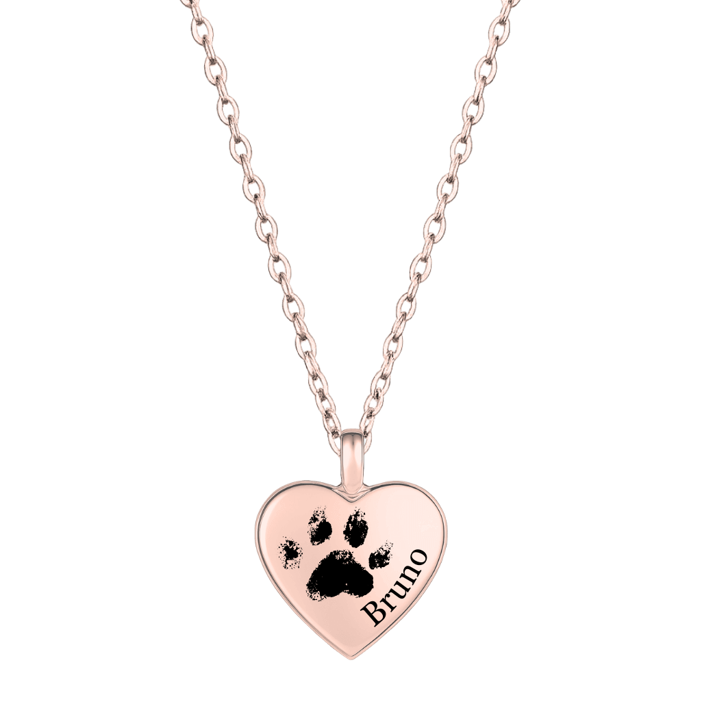 Personalised Pet Memorial Paw-Print Heart Urn Necklace – Dog Keepsake with Name