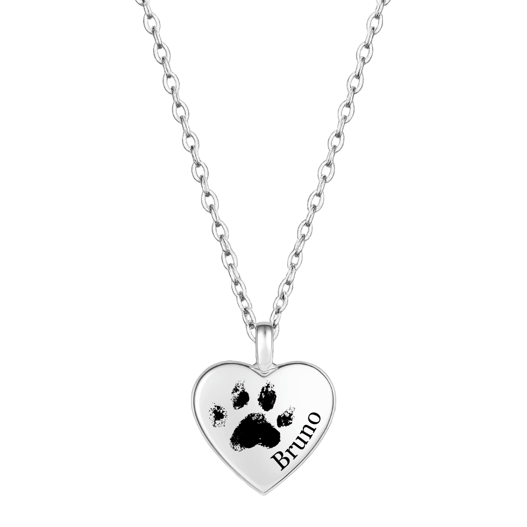Personalised Pet Memorial Paw-Print Heart Urn Necklace – Dog Keepsake with Name