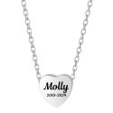 Personalised Pet Memorial Slide-through Chain Heart Urn Necklace – Dog Keepsake with Name & Dates