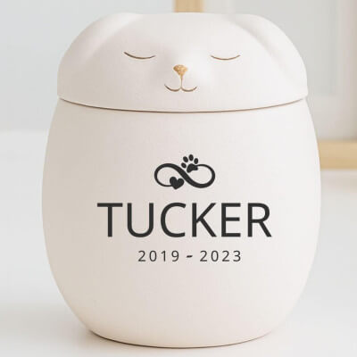 Personalised Ceramic Pet Urn with Sleeping Dog...