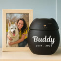 Personalised Ceramic Pet Urn with Sleeping Dog Lid – Cremation Urn for Ashes with Name & Dates