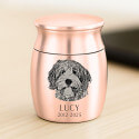 Personalised Pet Keepsake Urn – Mini Dog Urn with Engraved Photo Drawing, Name & Dates