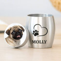 Personalised Pet Keepsake Urn – Mini Dog Urn with Engraved Name & Photo Drawing on the lid