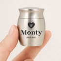 Personalised Pet Keepsake Urn - Mini Dog Urn with Engraved Name, Dates & Paw Heart Design