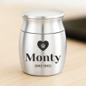 Personalised Pet Keepsake Urn - Mini Dog Urn with Engraved Name, Dates & Paw Heart Design