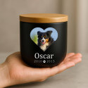 Personalised Ceramic Pet Urn with Photo in Heart Frame – Dog Cremation Urn for Ashes with Name & Dates