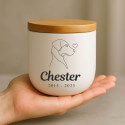 Personalised Ceramic Pet Urn with Minimalist Illustration – Dog Cremation Urn for Ashes with Name & Dates