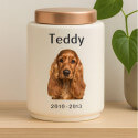 Personalised Ceramic Pet Urn with Photo –  Dog Cremation Urn for Ashes with Name, Dates & Stainless Steel Lid