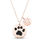 Personalised Pet Memorial 2-Charm Round Necklace – Engraved with Dog's Paw Print, Name & Dates