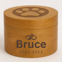 Personalised Wooden Pet Urn with Infinity Paw Heart – Dog Urn with Engraved Name & Dates