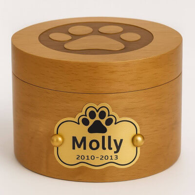 Personalised Wooden Pet Urn with Aluminium...