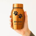 Personalised Pet Urn with Name, Dates & Paw Print Design – Stainless Steel Dog Urn