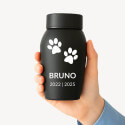 Personalised Pet Urn with Name, Dates & Paw Print Design – Stainless Steel Dog Urn