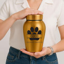 Personalised Pet Urn with Name & Dates in a Paw Print Design – Stainless Steel Dog Urn