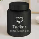 Personalised Pet Urn with Heart Paw Icon, Name & Dates – Stainless Steel Dog Urn