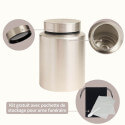 Urne pour chien cylindrique en acier inoxydable personnalisée avec nom, dates, message & motif ange