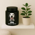 Personalised Pet Urn with Photo Name & Dates – Cylinder Stainless Steel Dog Urn
