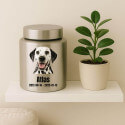 Personalised Pet Urn with Photo Name & Dates – Cylinder Stainless Steel Dog Urn