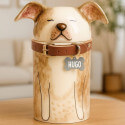 Personalised Handmade Ceramic Pet Urn by Breed – Custom Dog Urn with Painted Portrait & Closed Eyes Design