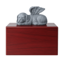 Personalised Wooden Pet Urn Box with Angel Dog Statue – Cremation Urn for Ashes with Name, Dates & Tribute