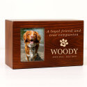 Personalised Wooden Pet Urn Box with Photo – Engraved Dog Urn with Name, Dates & Tribute