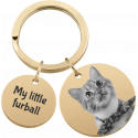 Personalised Pet Memorial 2-Charm Round Keyring - Engraved with Dog's Photo, Name & Dates