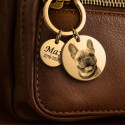 Personalised Pet Memorial 2-Charm Round Keyring - Engraved with Dog's Photo, Name & Dates