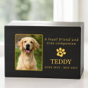 Personalised Black Wooden Pet Urn Box with Photo – Dog Urn with Name, Dates & Tribute