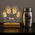 Personalised Pet Memorial LED Lamp with 4 Photos – Paw-shaped Acrylic Plaque with Engraved Name & Dates