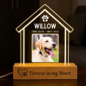 Personalised Pet Memorial LED Lamp with Photo – House-shaped Acrylic Plaque with Engraved Name & Dates