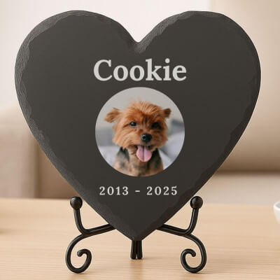 Personalised Heart Pet Memorial Stone – Slate...