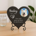 Personalised Heart Pet Memorial Stone – Slate Dog Plaque with Photo, Name, Dates & Tribute