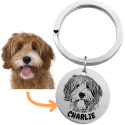 Personalised Pet Memorial Round Keyring - Engraved with Dog's Photo & Name