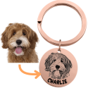 Personalised Pet Memorial Round Keyring - Engraved with Dog's Photo & Name
