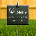 Personalised Square Pet Grave Marker with Metal Hook Stake – Slate Dog Memorial Garden Plaque with Name, Dates & Tribute