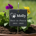 Personalised Square Pet Grave Marker with Metal Hook Stake – Slate Dog Memorial Garden Plaque with Name, Dates & Tribute