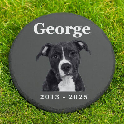 Personalised Round Pet Grave Marker with Photo...