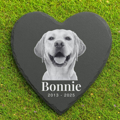 Personalised Heart Pet Grave Marker with Photo...